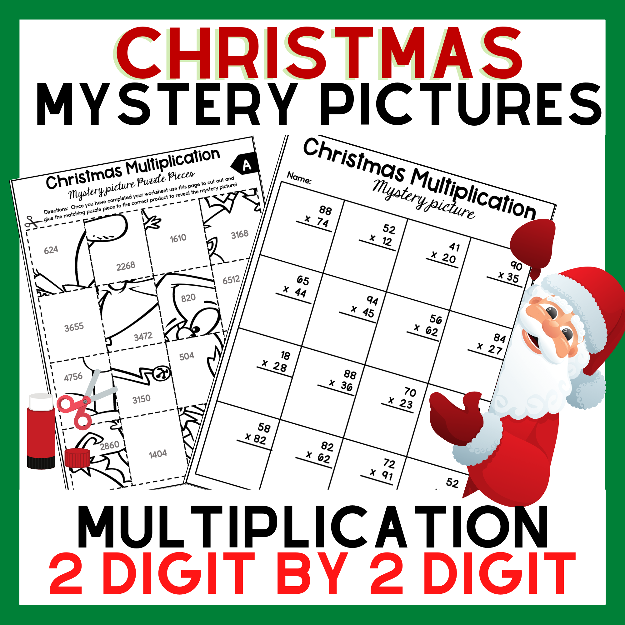 2 digit2 digit multiplication christmas mystery pictures